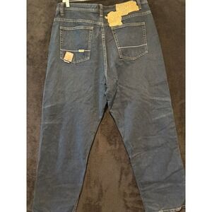 Akademiks Denim Jeans Relaxed Fit Dark Wash Embroidered Details Menswear‎